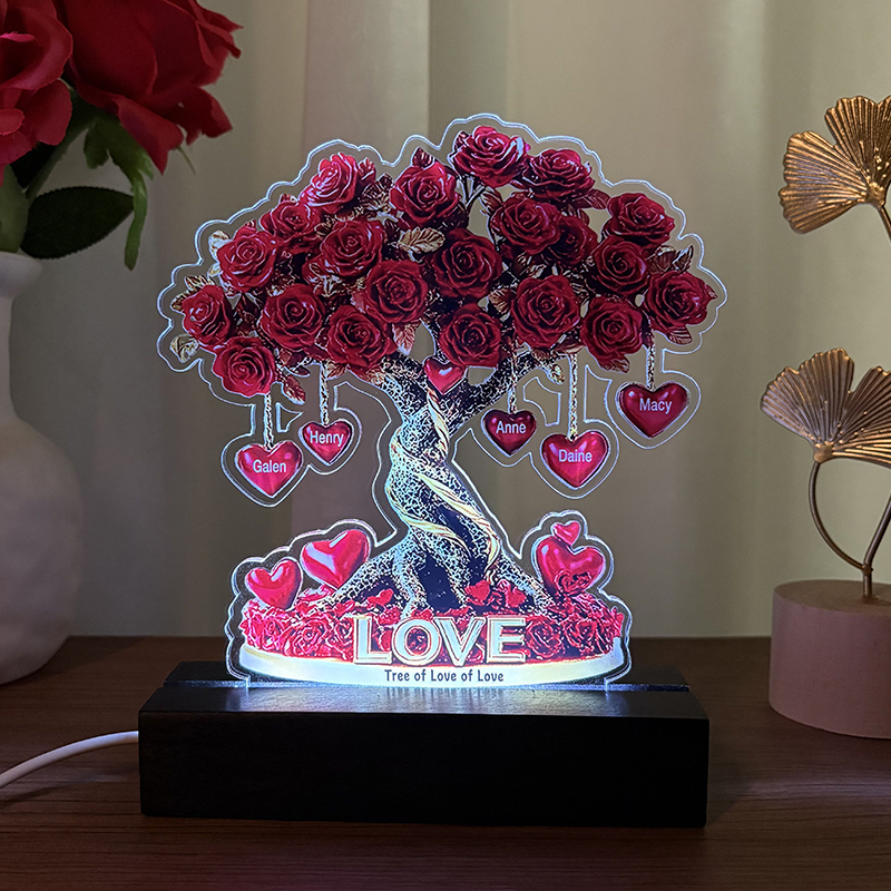 Personalized Heart Shaped Name Rose Tree Light