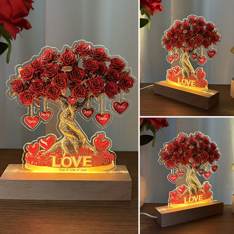 Personalized Heart Shaped Name Rose Tree Light