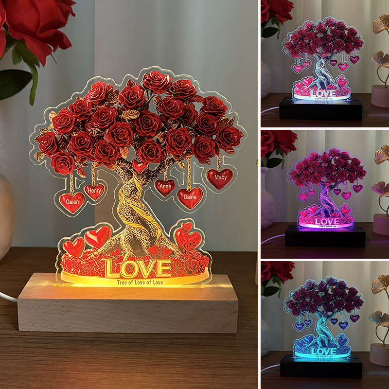 Personalized Heart Shaped Name Rose Tree Light