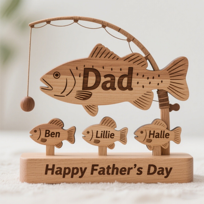 Personalized Fishing Dad Wooden Plaque