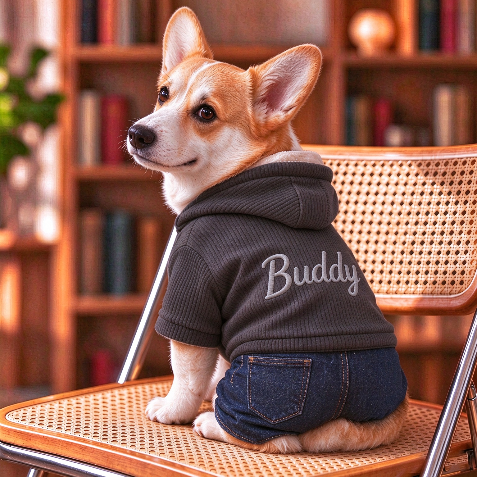 Personalized Embroidered Dog Corduroy Hooded Jumpsuit 