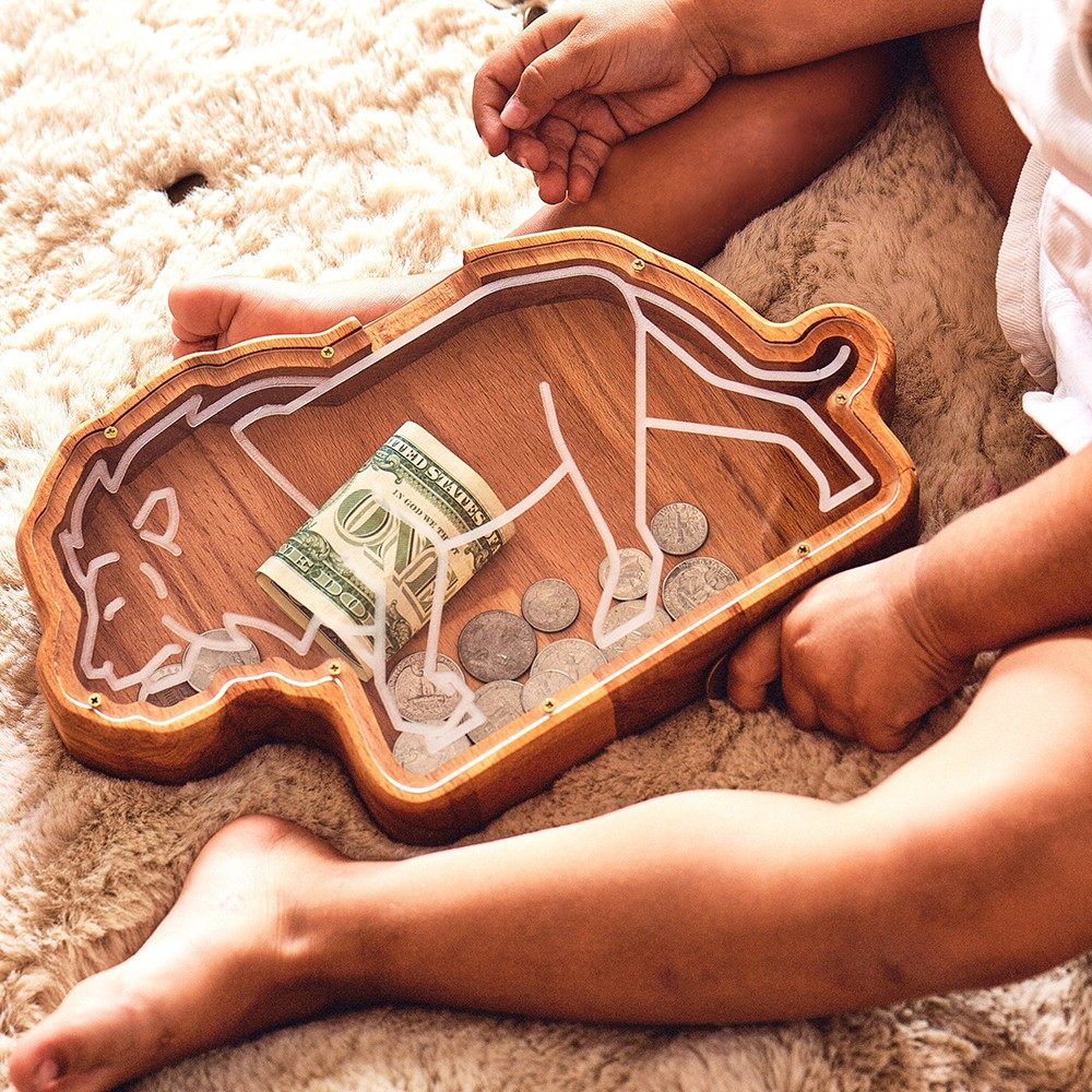 Wood Tractor Piggy Bank Christmas/Birthday Gift