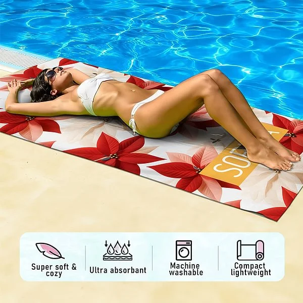 Personalized Birth Flower Quick Dry Oversized Microfiber Beach Towel with Name Summer Travel Essentials Birthday Gift for Family Friends