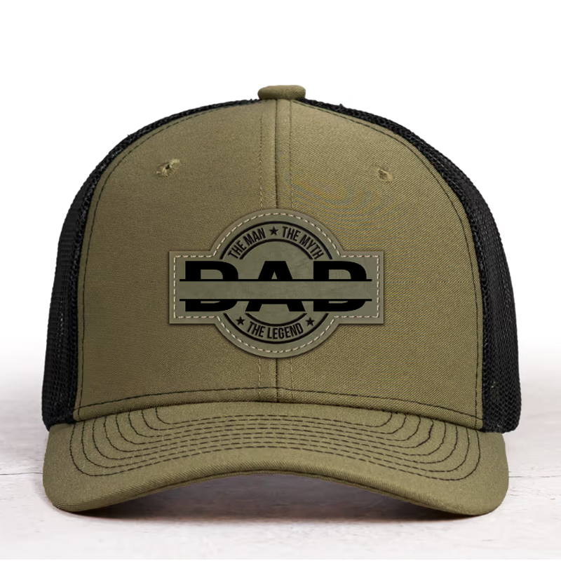 Dad, The Man, The Myth, The Legend - Personalized Leather Patch Hat