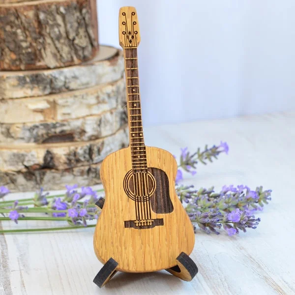 Wooden acoustic guitar pick box with stand, personalized guitar box for pick