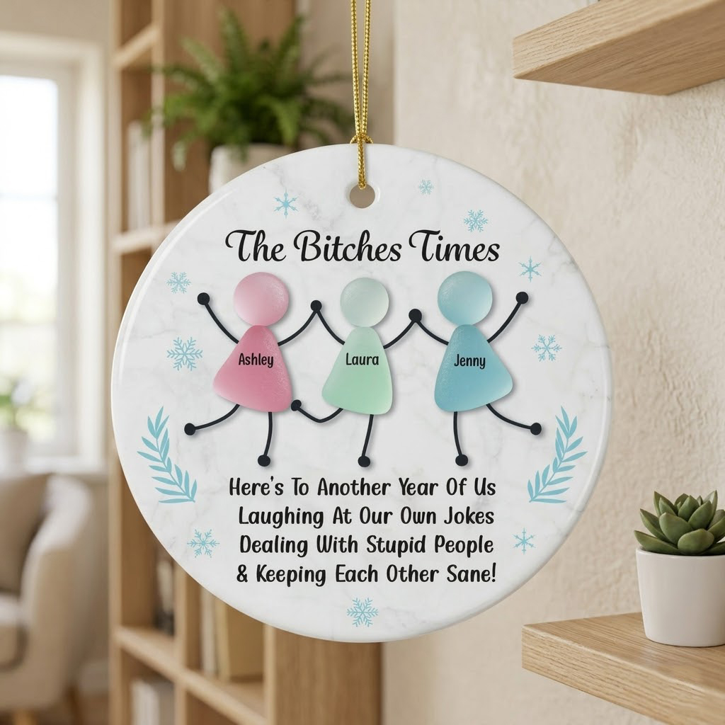 Personalized Funny Best Friends Sea Glass Ornament