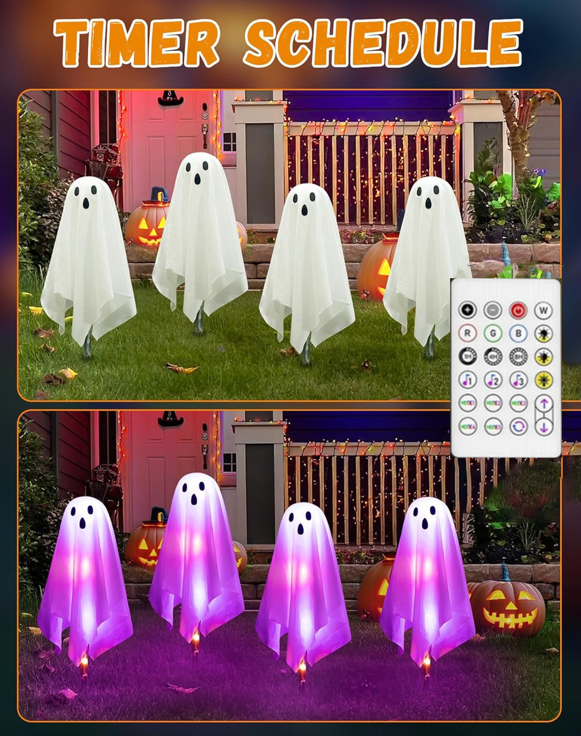 ⚡Flash Sale⚡4 Packs HalloweenGhost Pathway Lights Decorations Outdoor