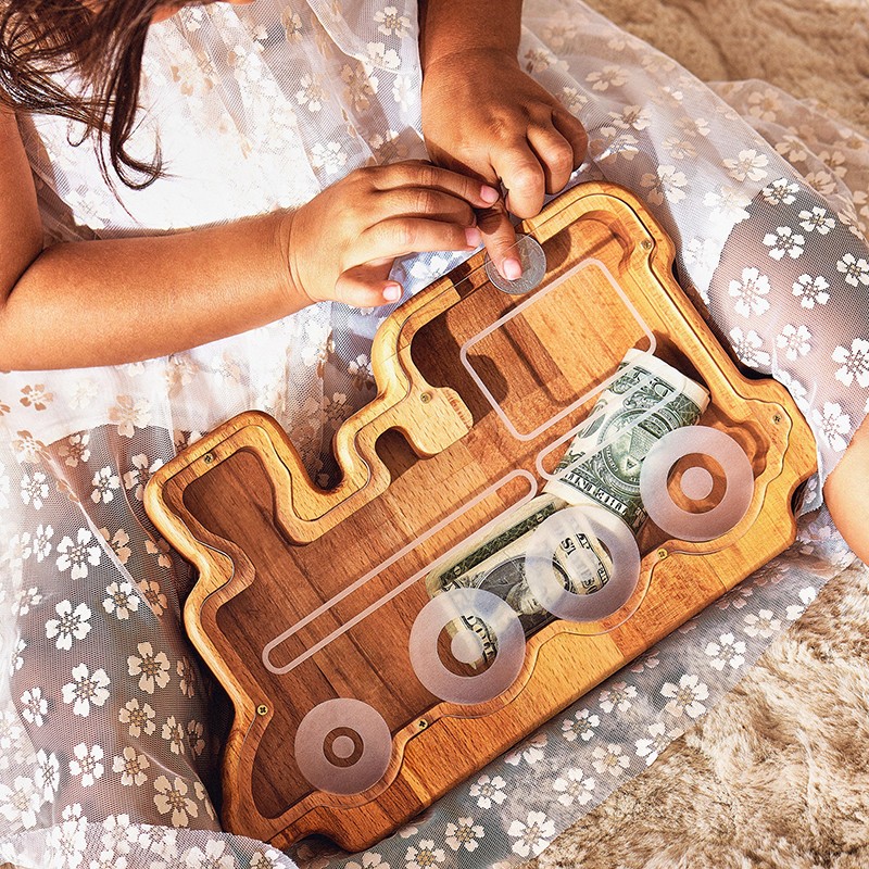 Wood Tractor Piggy Bank Christmas/Birthday Gift