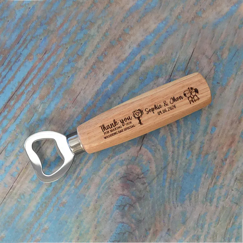 Custom Wooden Bottle Opener,Bulk Wedding Favor for Guests, Personalized Groomsmen Gift, Party Favors