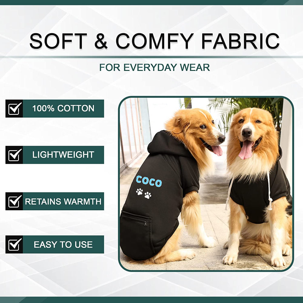 Personalized Dog Hoodie with Name and Paws