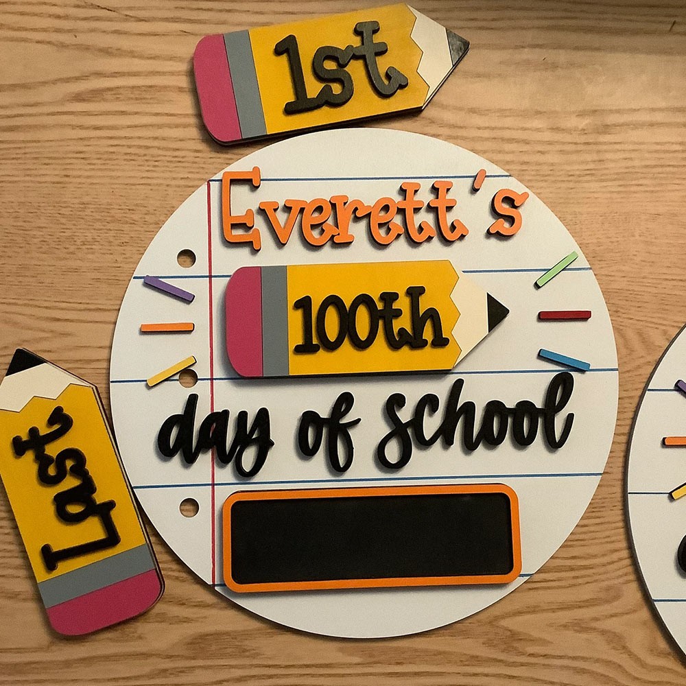 Personalized First/100th/Last Day of School Interchangeable Back to School Sign Prop For Kids Gift Ideas