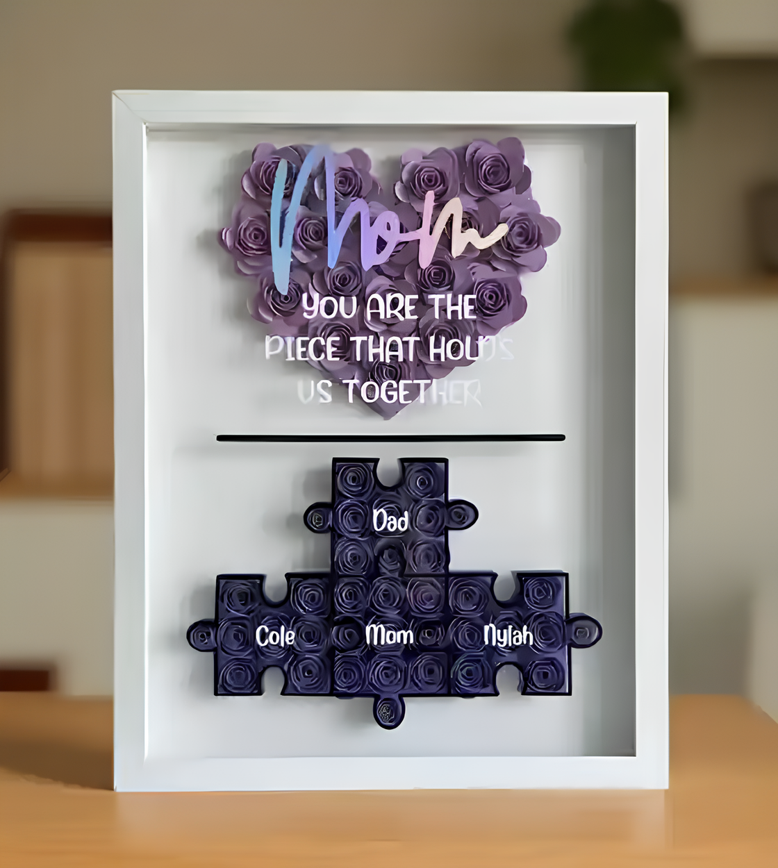 Mother's Day Jigsaw Puzzle Flower Shadow Box, Best Customized Gift for Mom