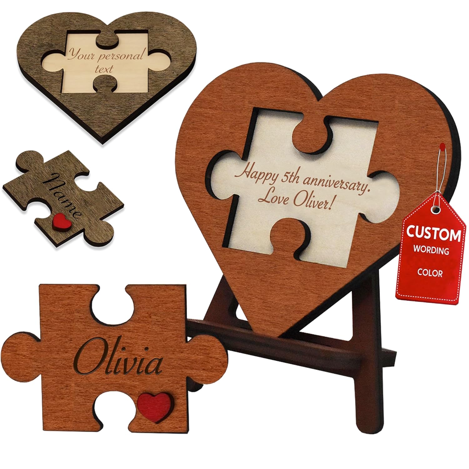 Personalized Love Keepsake Couple Jigsaw Puzzle Name Logo-Romantic Valentine's Day Gift for Him Her