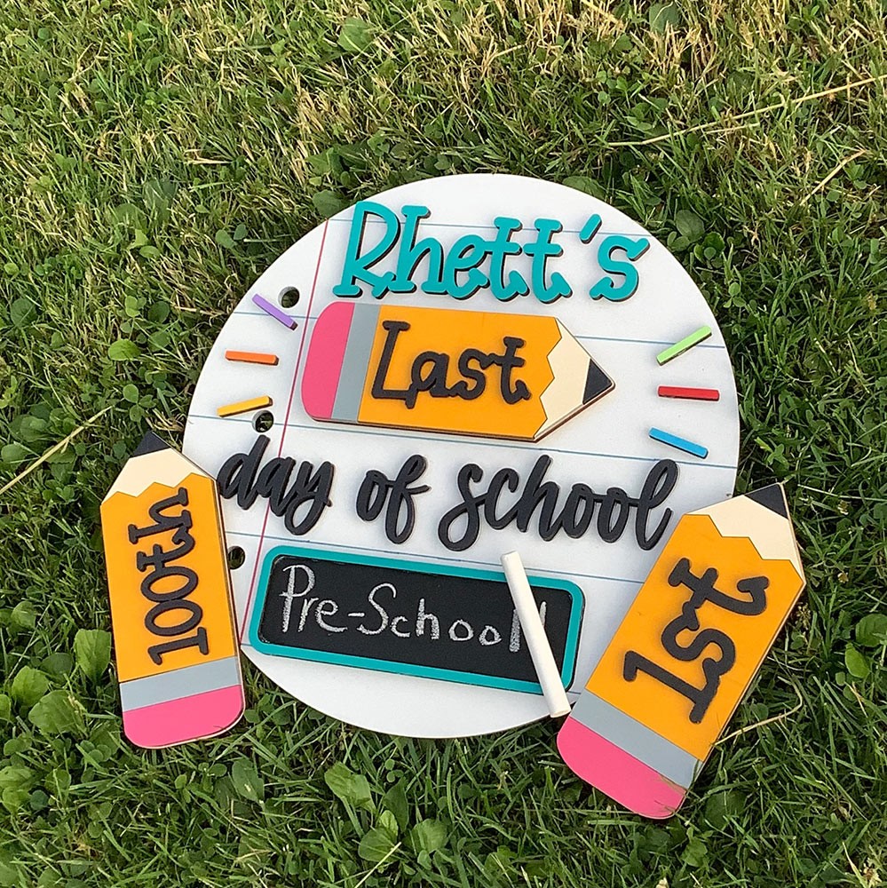 Personalized First/100th/Last Day of School Interchangeable Back to School Sign Prop For Kids Gift Ideas