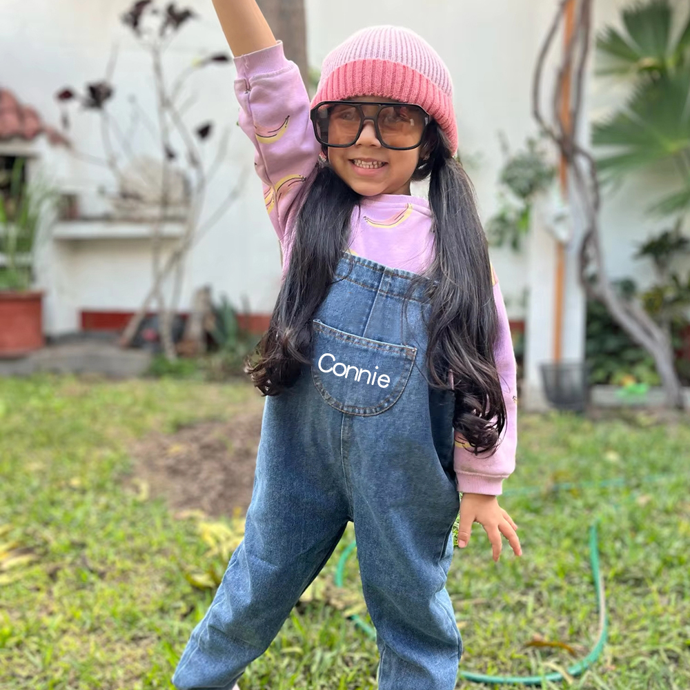 Personalized Kids Denim Overalls| Pants05