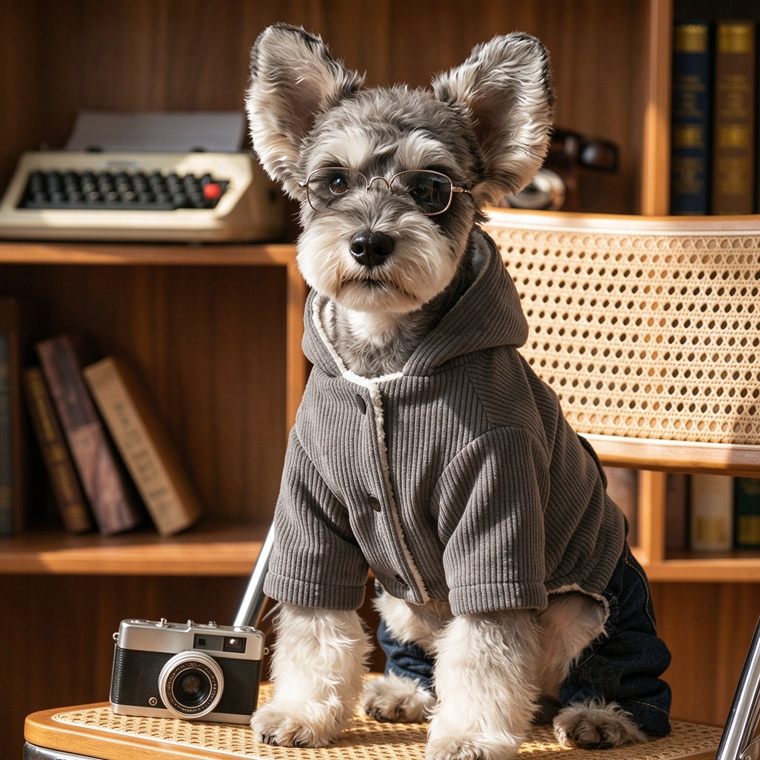 Personalized Embroidered Dog Corduroy Hooded Jumpsuit 