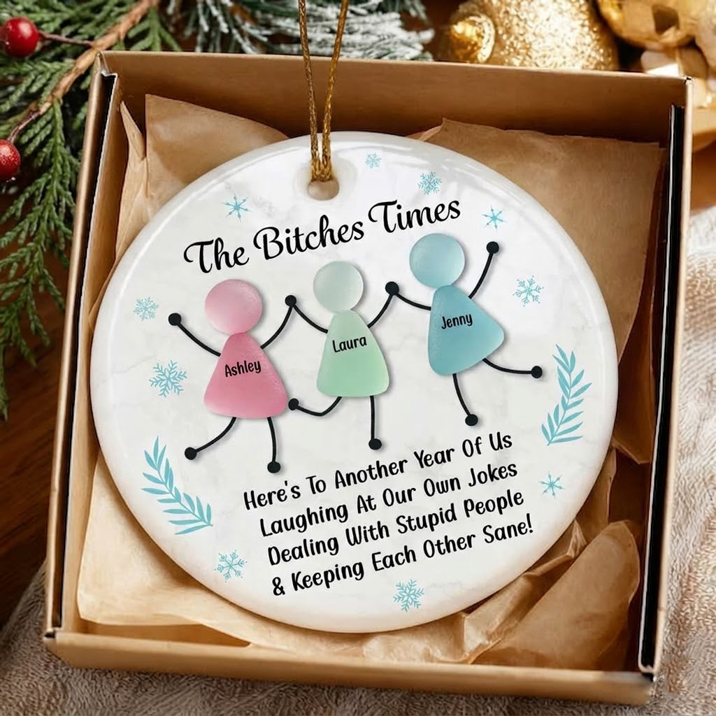 Personalized Funny Best Friends Sea Glass Ornament