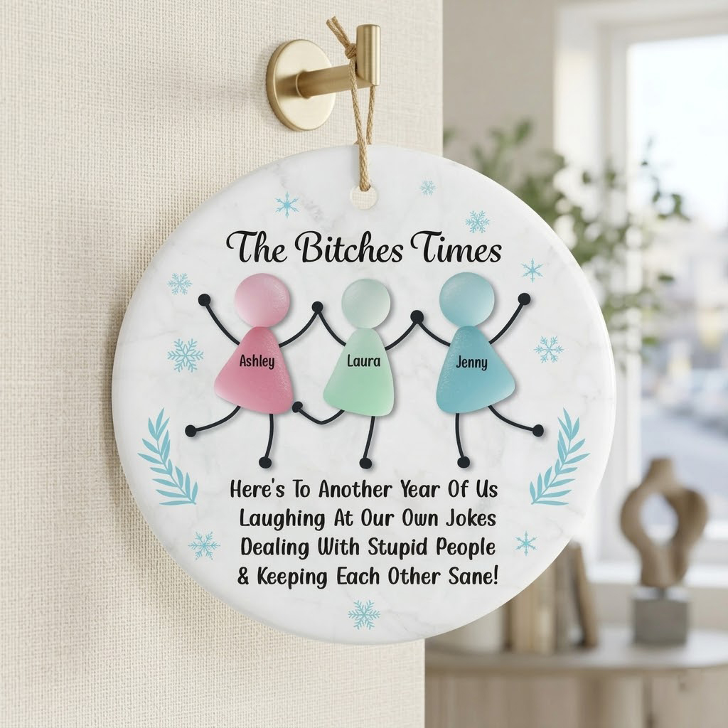 Personalized Funny Best Friends Sea Glass Ornament