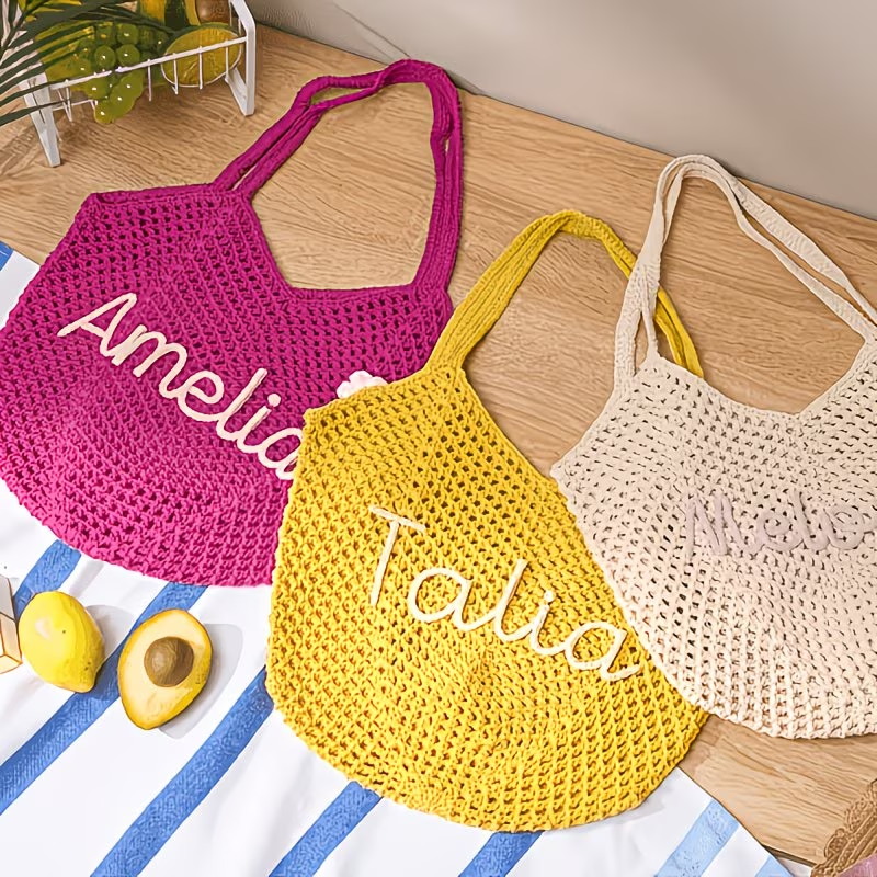 Personalized Crochet beach tote bags, Travel Beach Bag