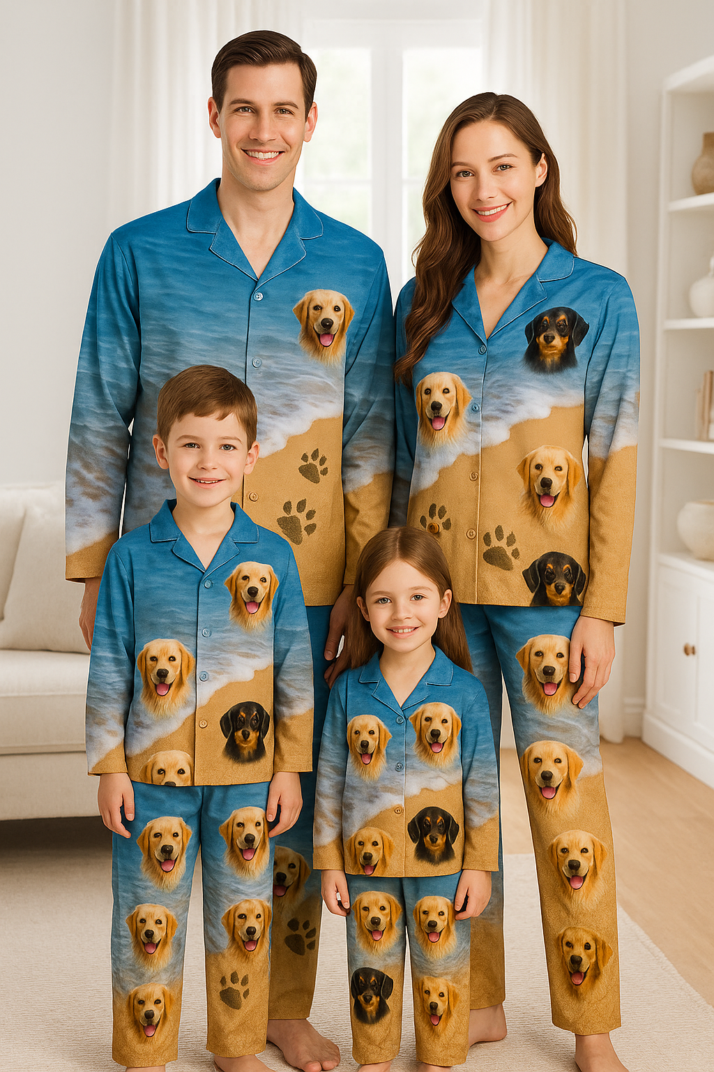 Personalized beach pajamas pet headshot photo long sleeve pajamas with pants with name, birthday gift for men and women pet lovers