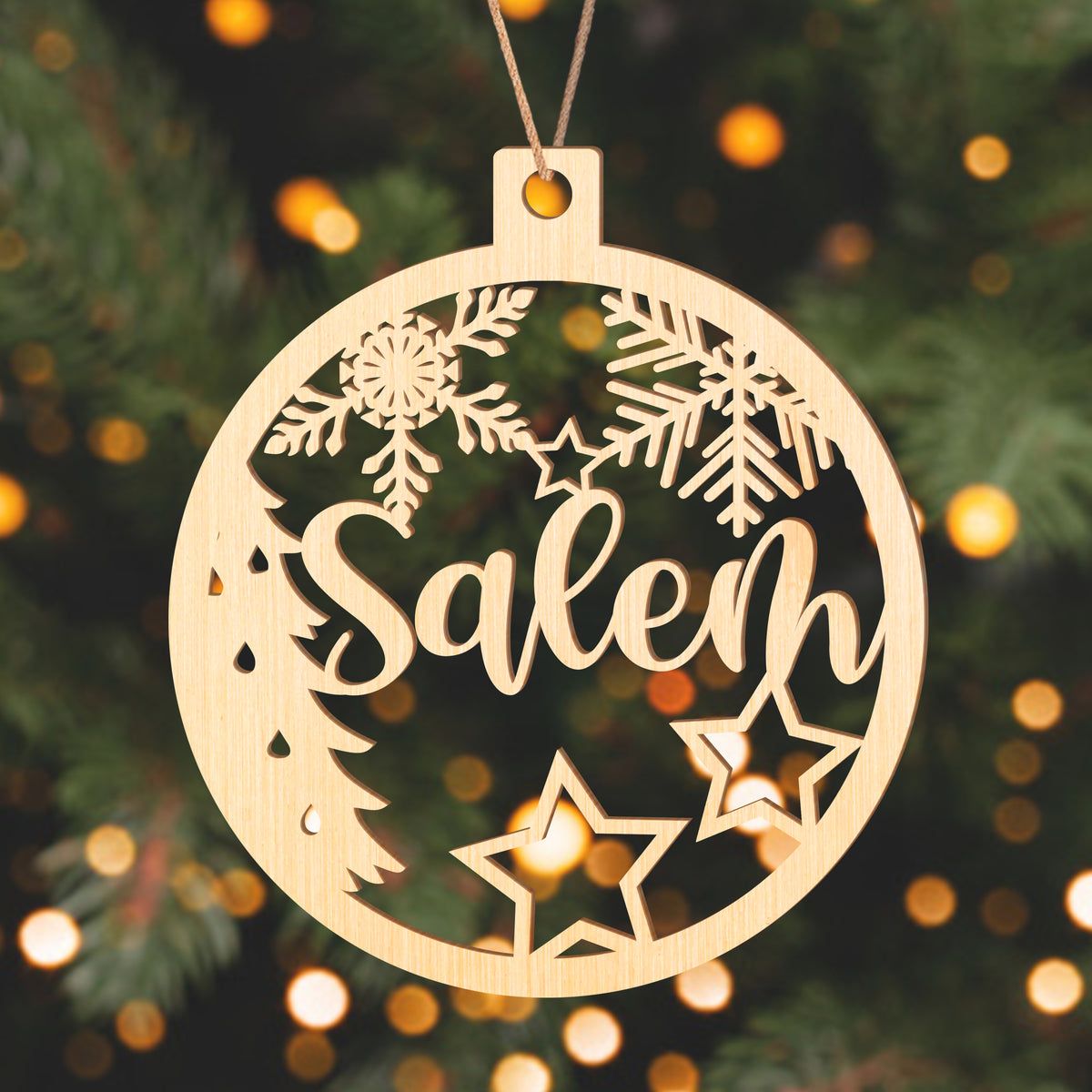 Custom Name Personalized Christmas Wood Ornament