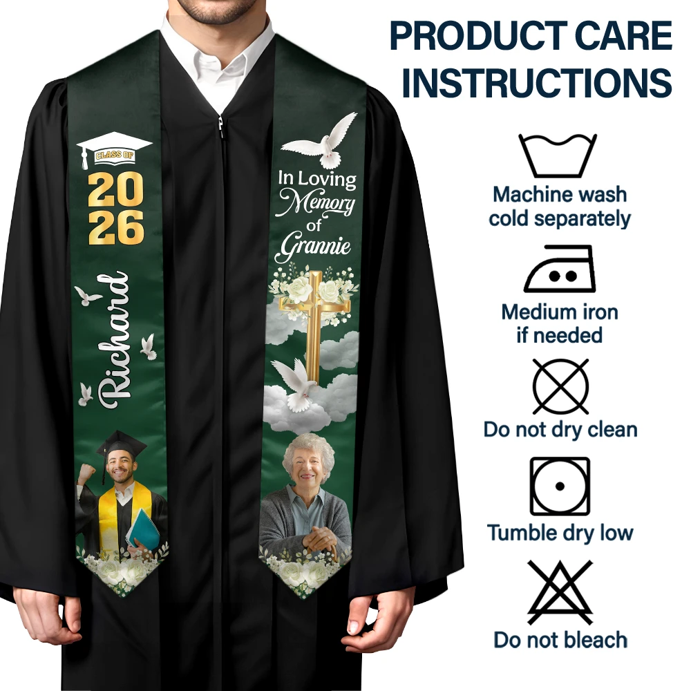 Graduation,Dad,Mom,Gift For Sibling,Gift For Bestie - Custom Photo In Loving Memory Family - Personalized Stoles