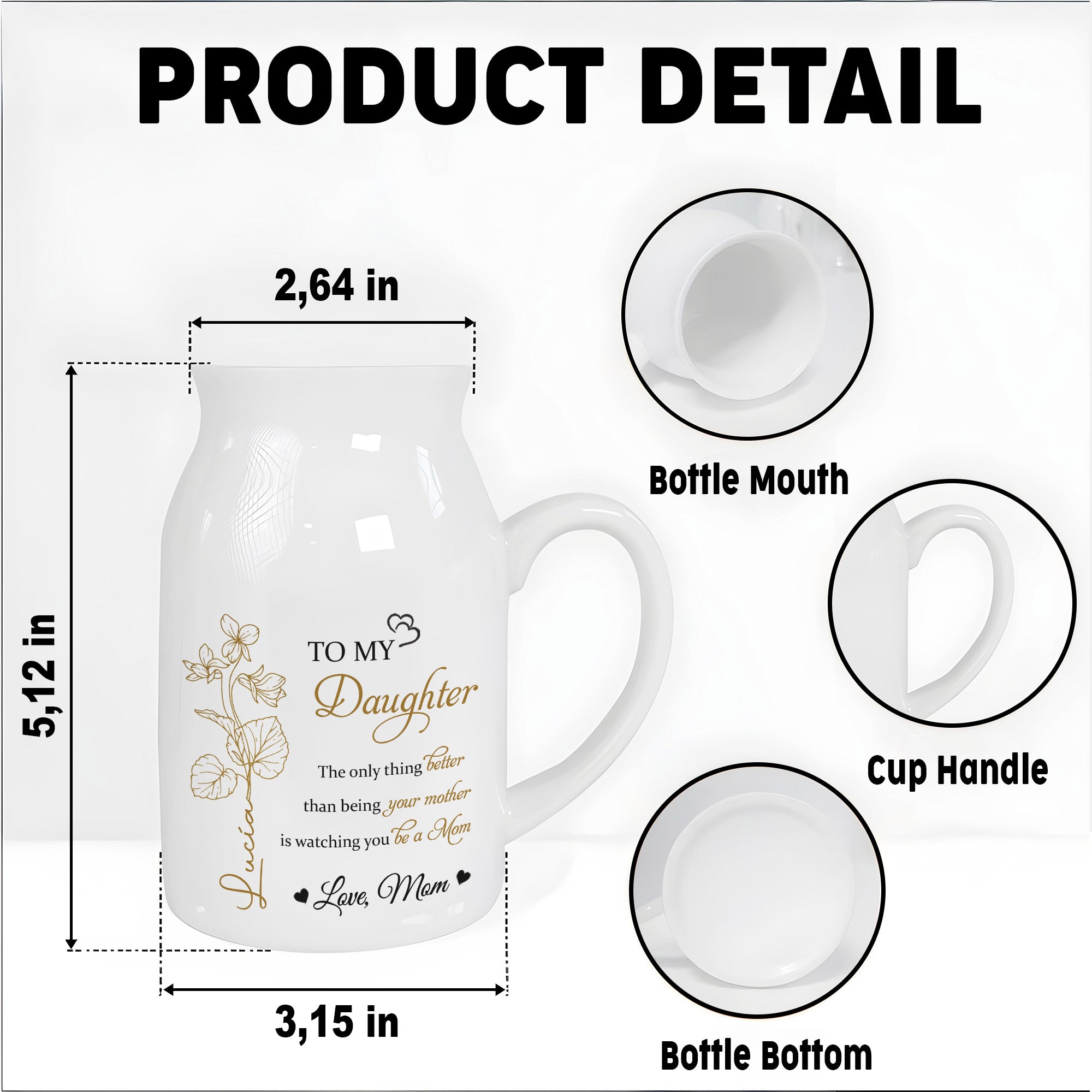 To My Daughter - Love From Mom Personalized Custom Vase - Gift For Daughters