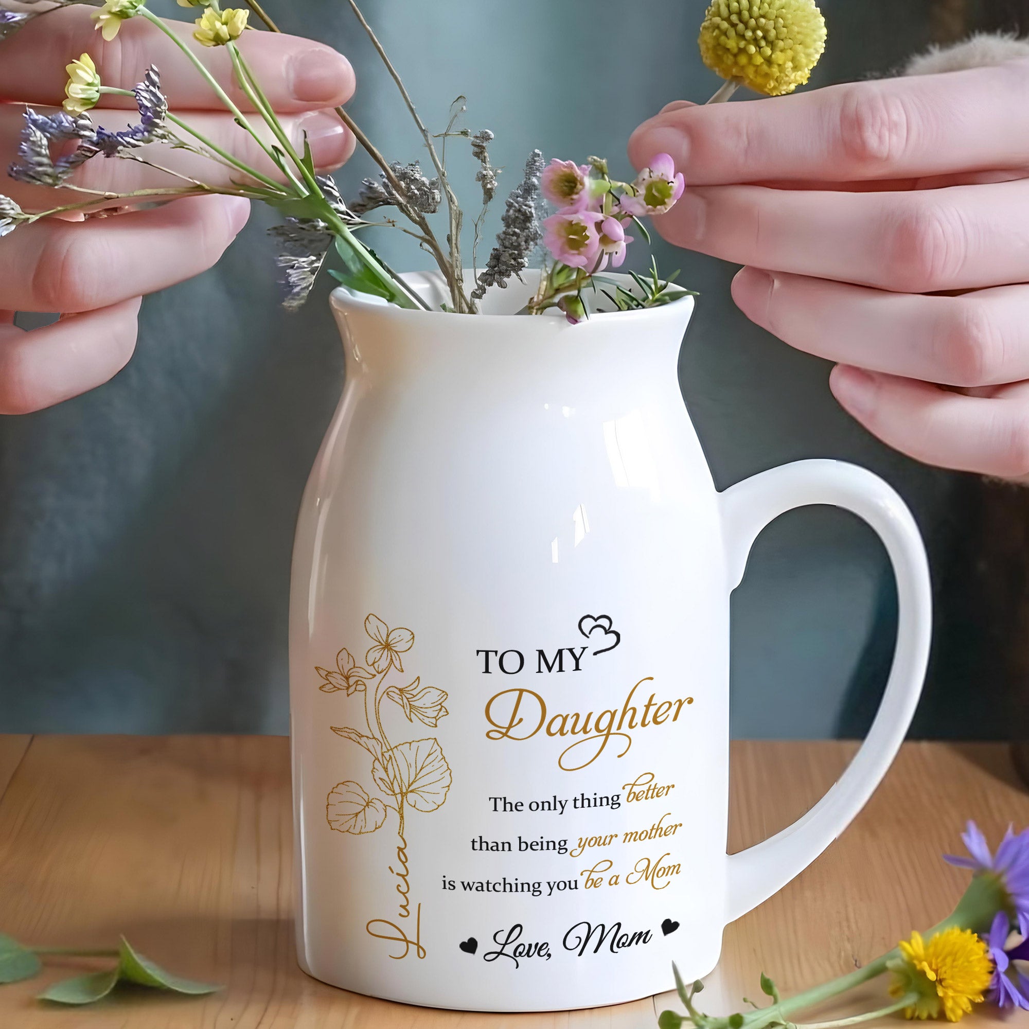 To My Daughter - Love From Mom Personalized Custom Vase - Gift For Daughters