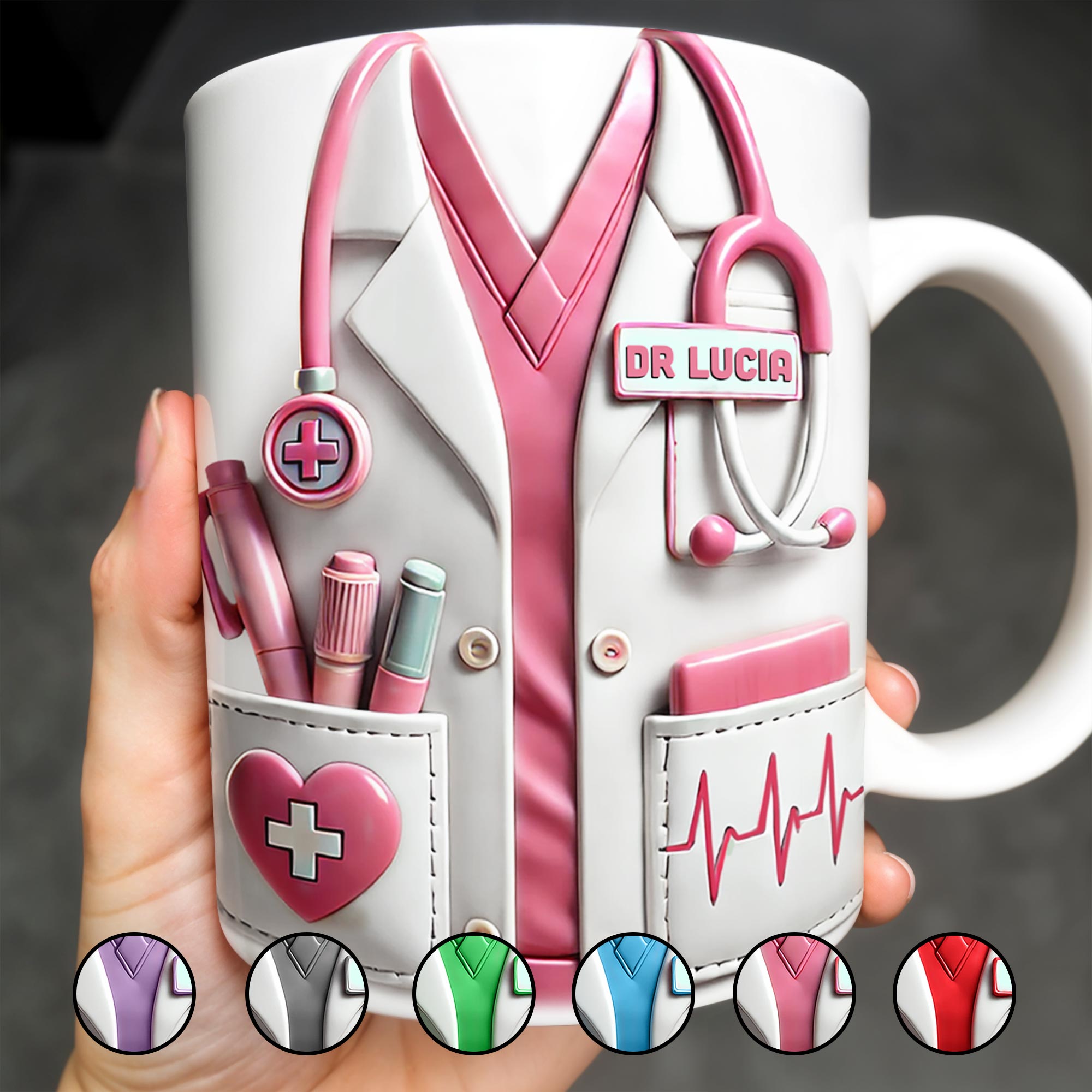 Medical Appreciation Design With Stethoscope and Pocket Details - Personalized Custom Coffee Mug 