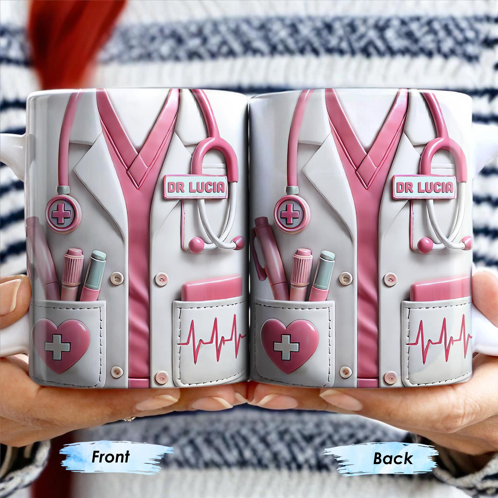 Medical Appreciation Design With Stethoscope and Pocket Details - Personalized Custom Coffee Mug 