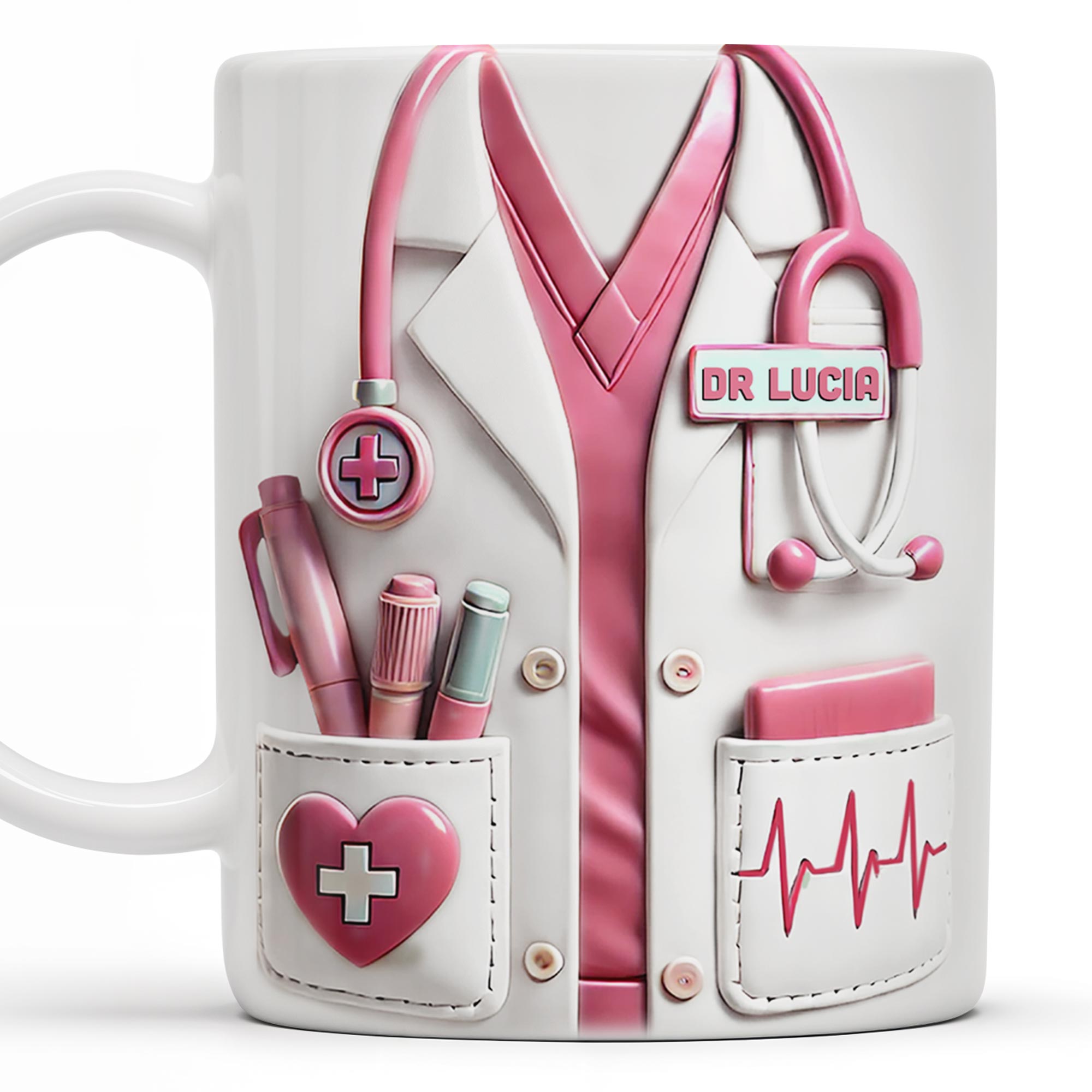 Medical Appreciation Design With Stethoscope and Pocket Details - Personalized Custom Coffee Mug 