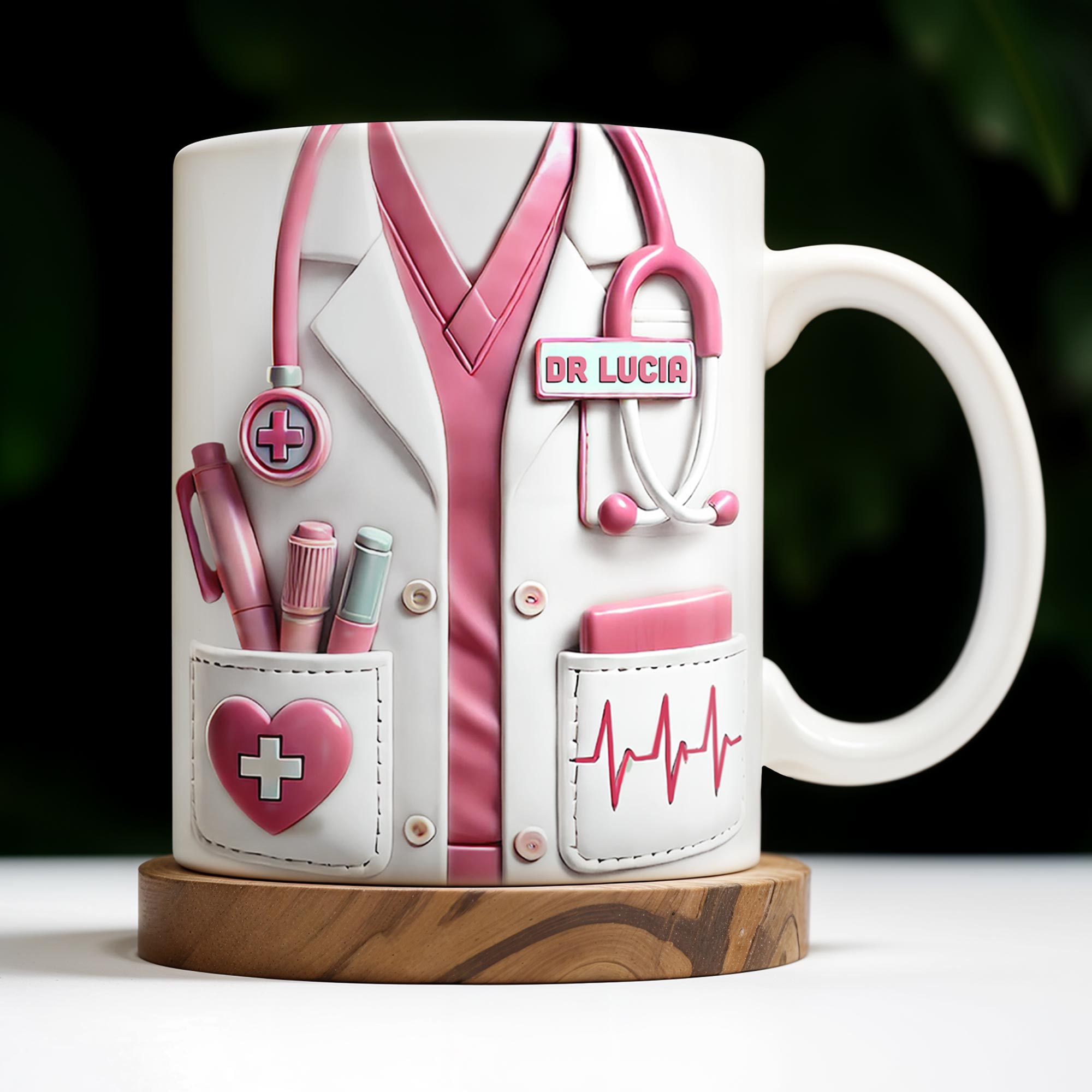 Medical Appreciation Design With Stethoscope and Pocket Details - Personalized Custom Coffee Mug 