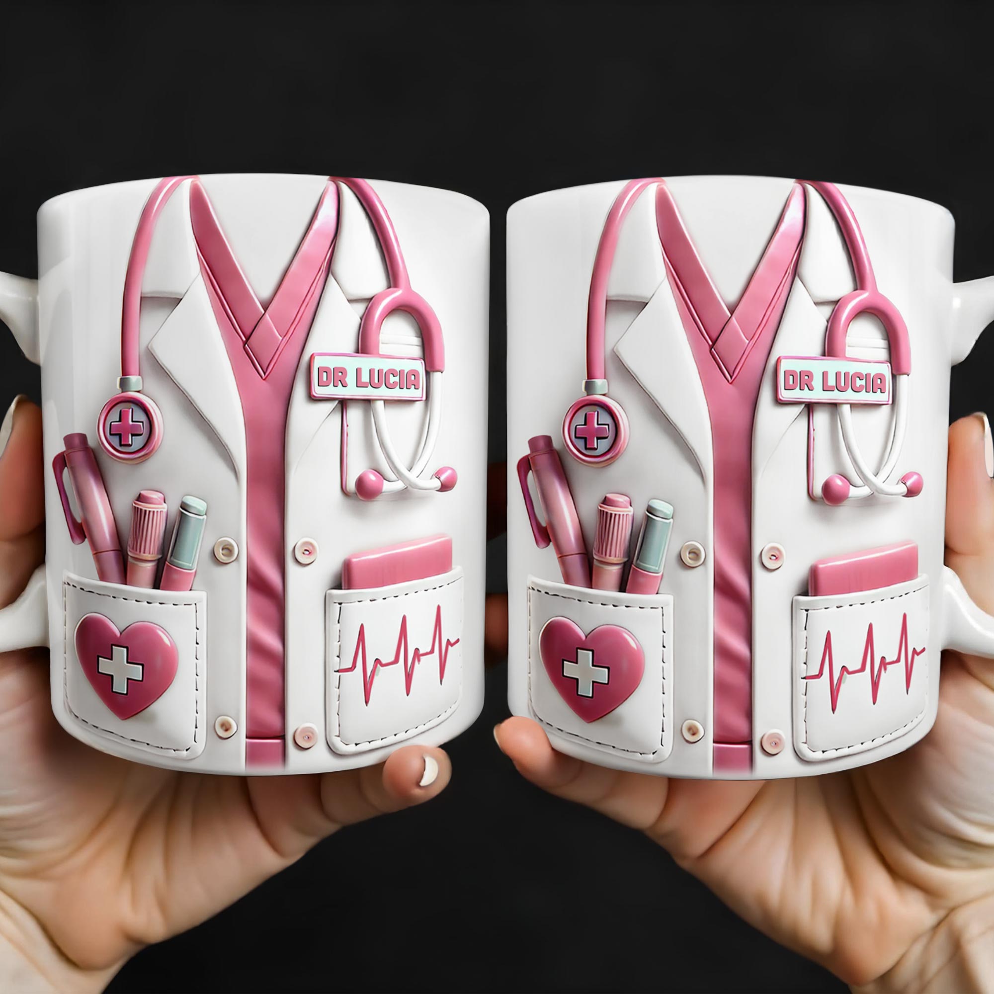 Medical Appreciation Design With Stethoscope and Pocket Details - Personalized Custom Coffee Mug 