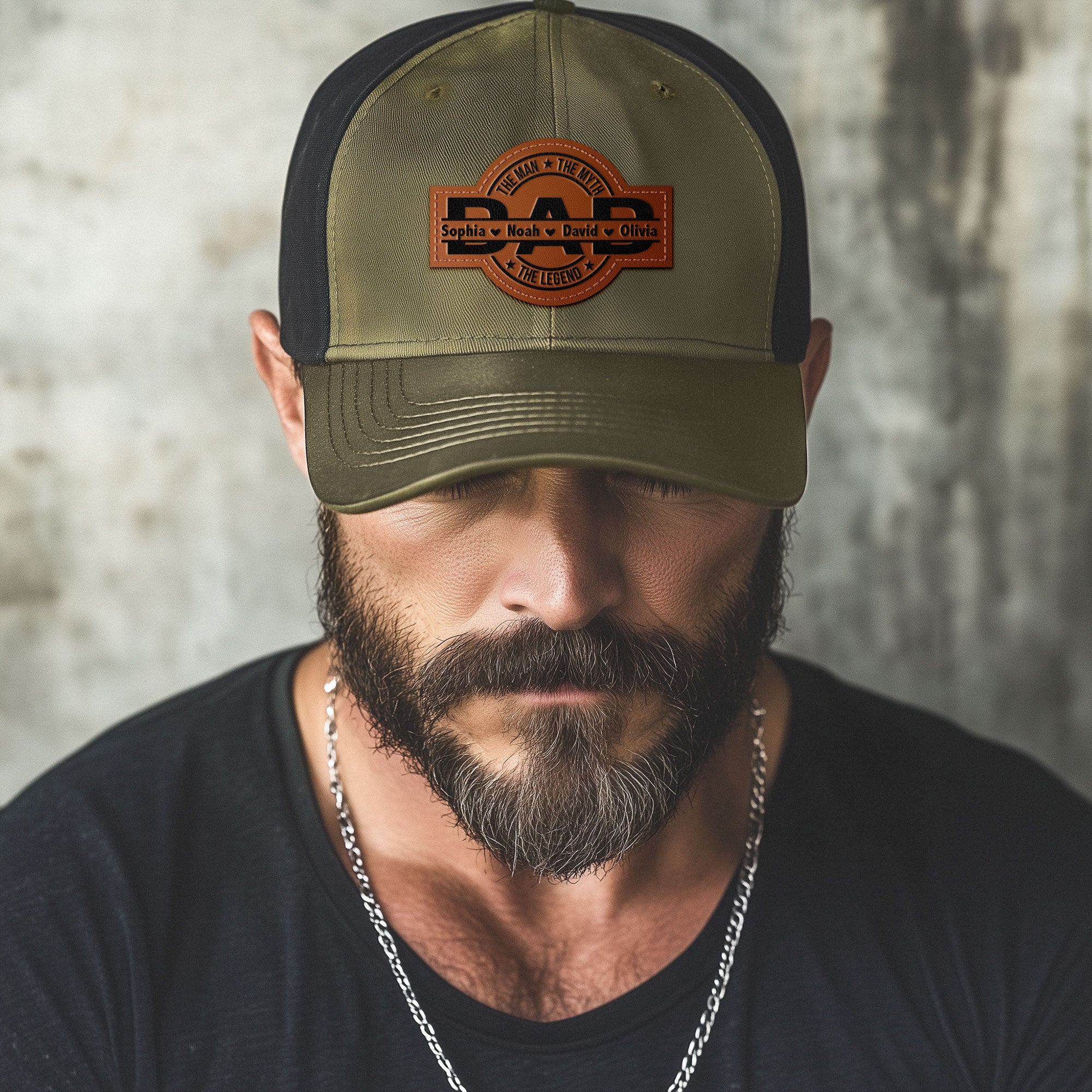 Dad, The Man, The Myth, The Legend - Personalized Leather Patch Hat