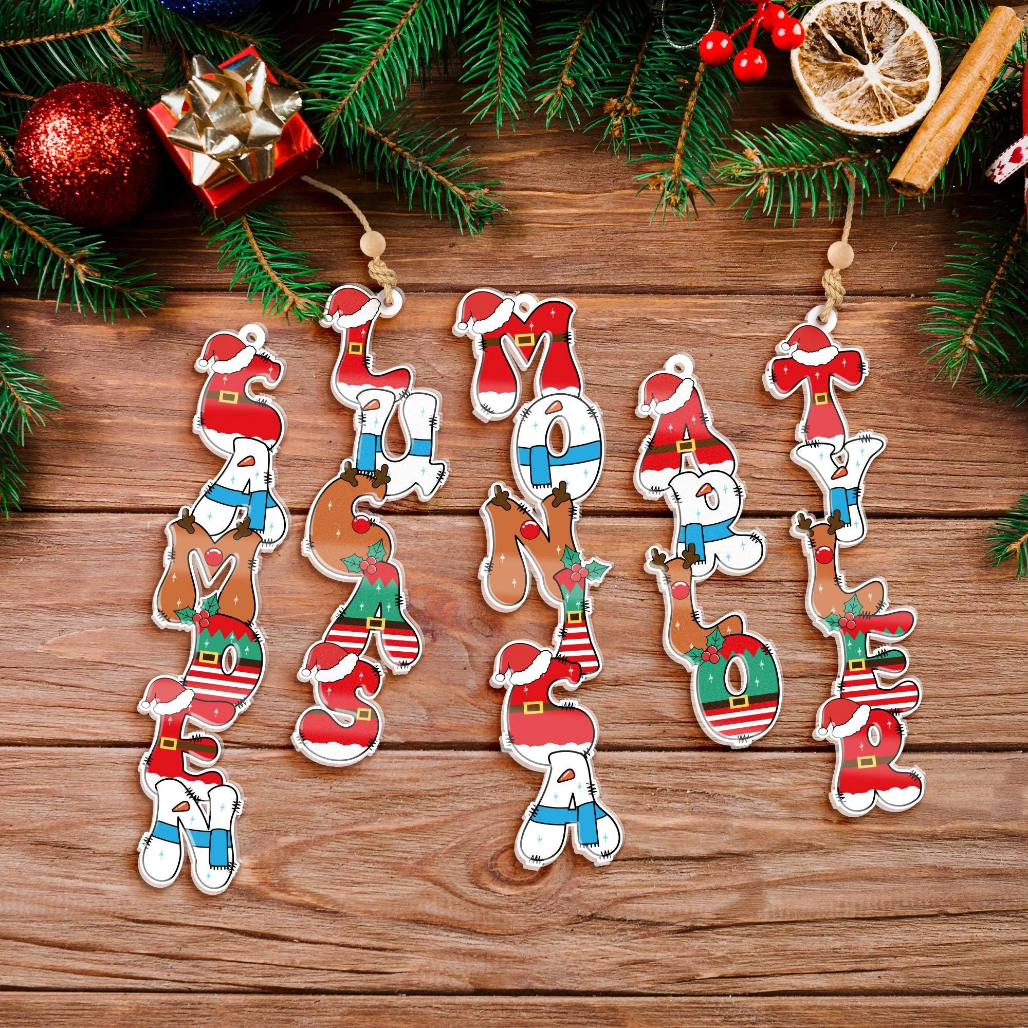  Personalized Christmas Name Letter Ornament 2025, Custom Christmas Tag, Stocking Tag, Custom Reindeer Name Ornament 🎄Free Personalization🎄