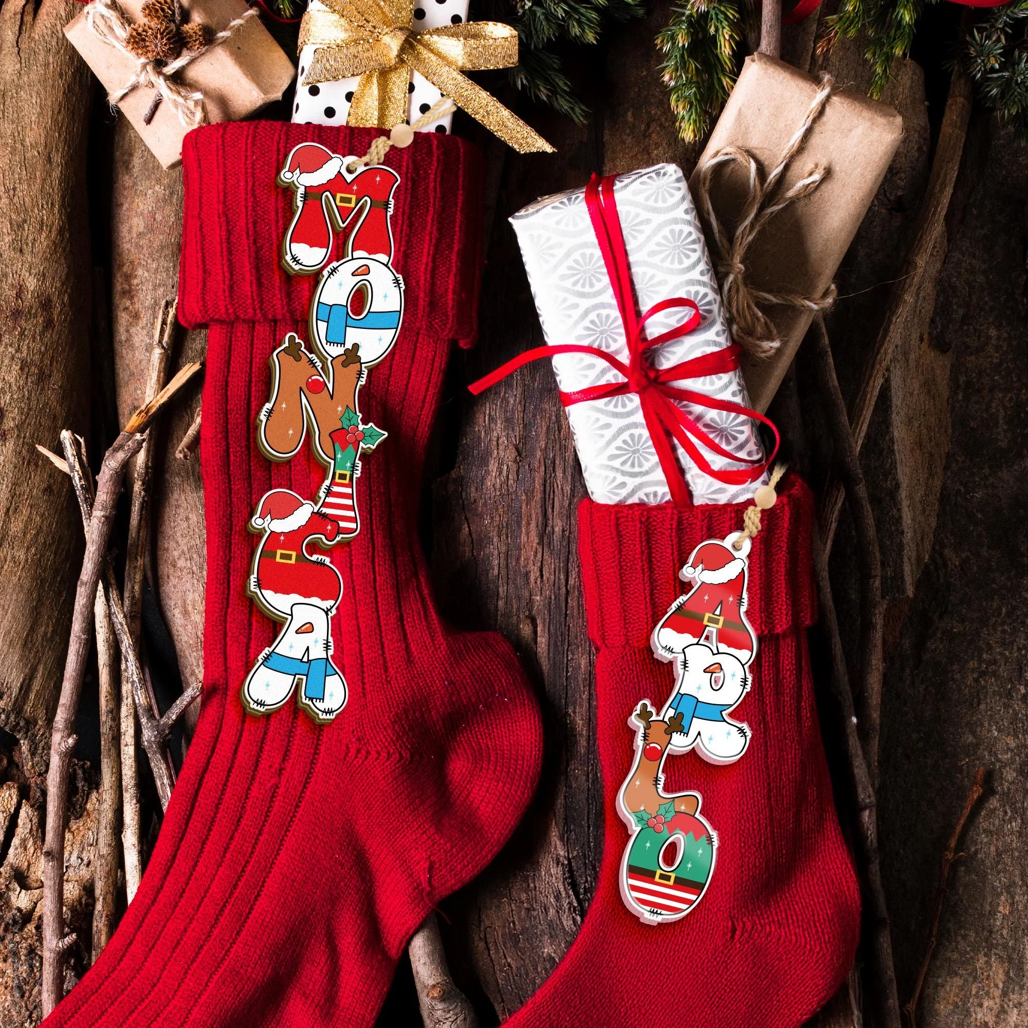  Personalized Christmas Name Letter Ornament 2025, Custom Christmas Tag, Stocking Tag, Custom Reindeer Name Ornament 🎄Free Personalization🎄