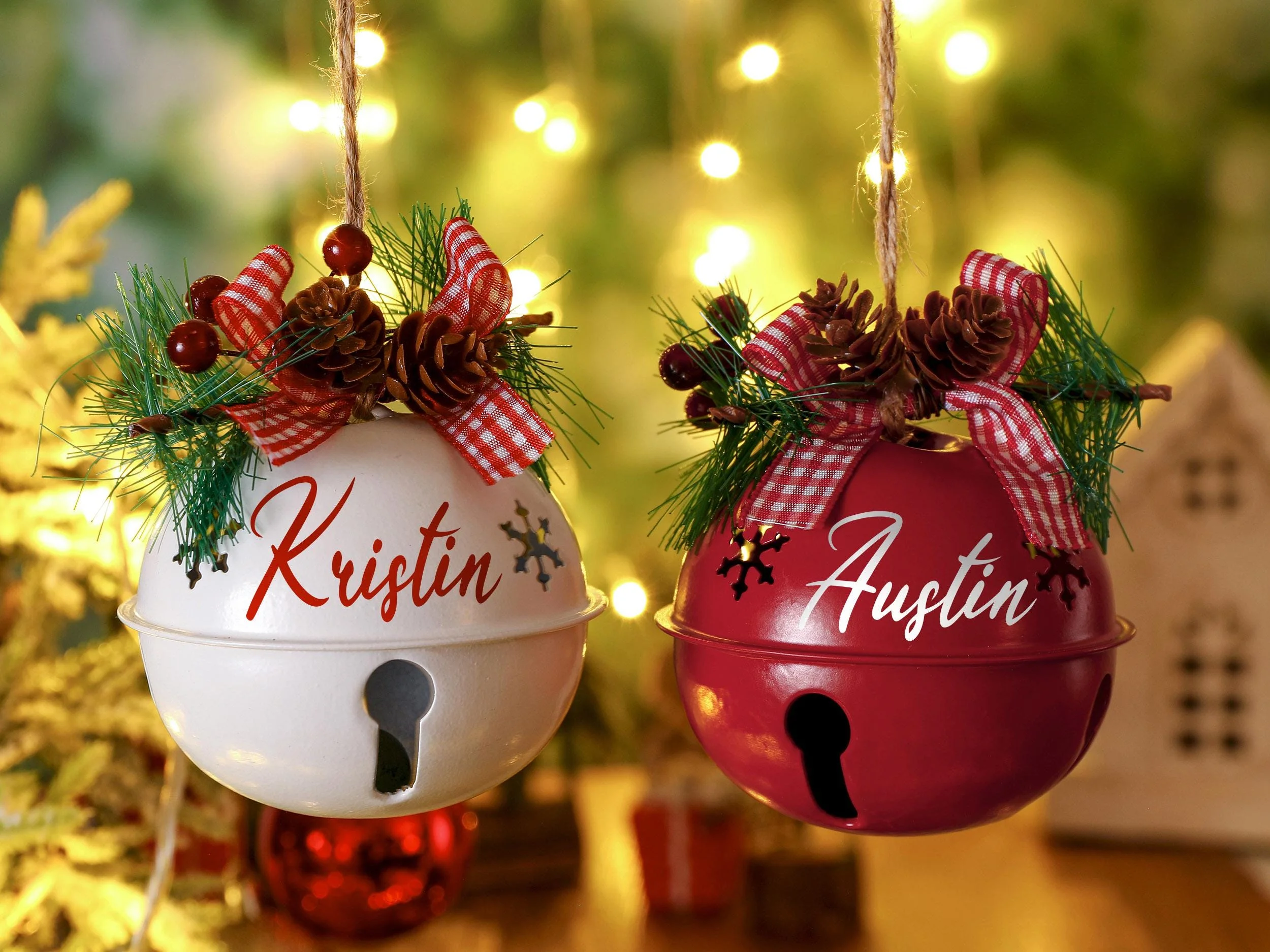 Personalized Jingle Bell Christmas Ornament with Name 2025, Christmas Tree Decor, Festival Party Gift for Kids/Family