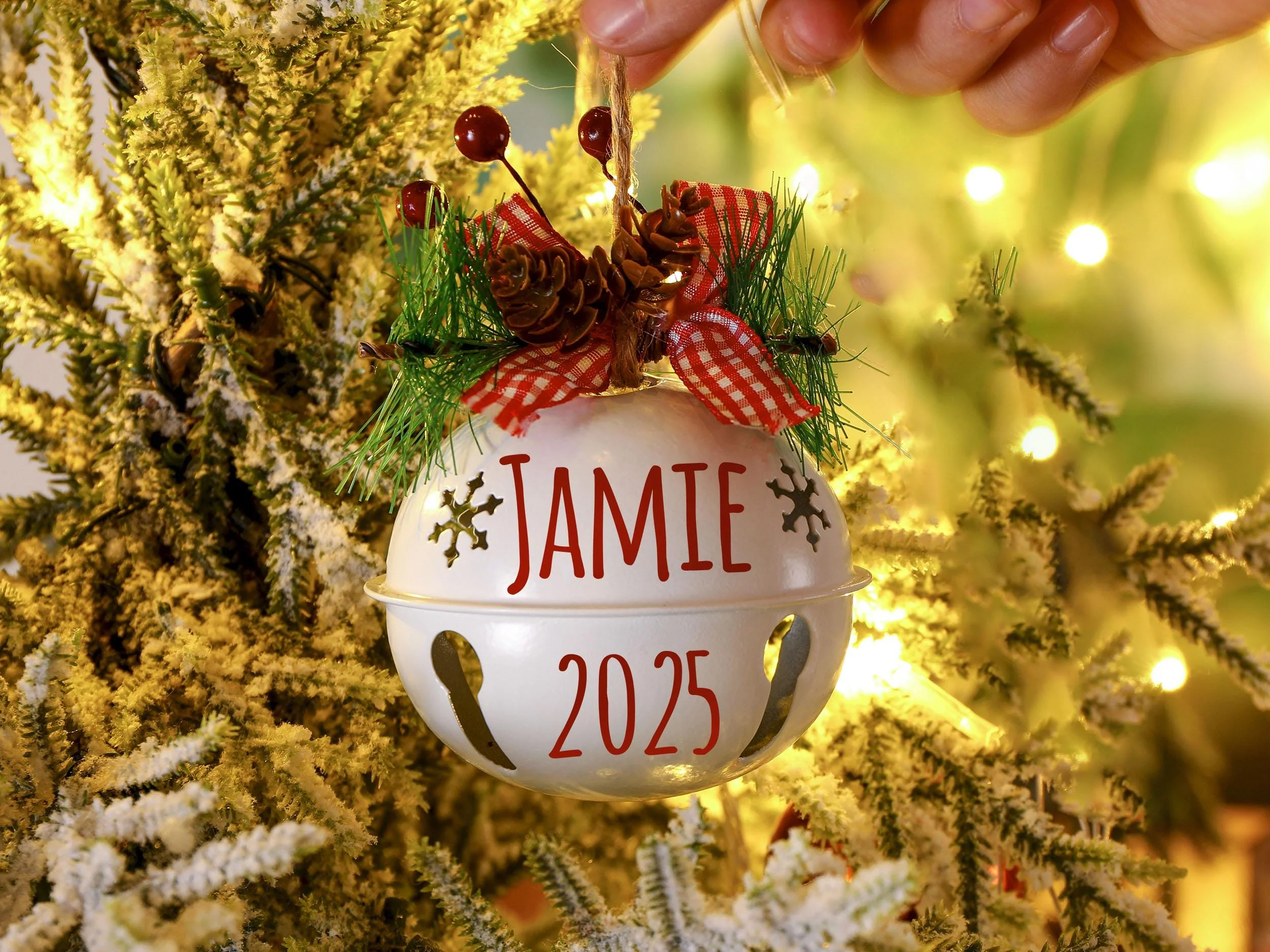 Personalized Jingle Bell Christmas Ornament with Name 2025, Christmas Tree Decor, Festival Party Gift for Kids/Family