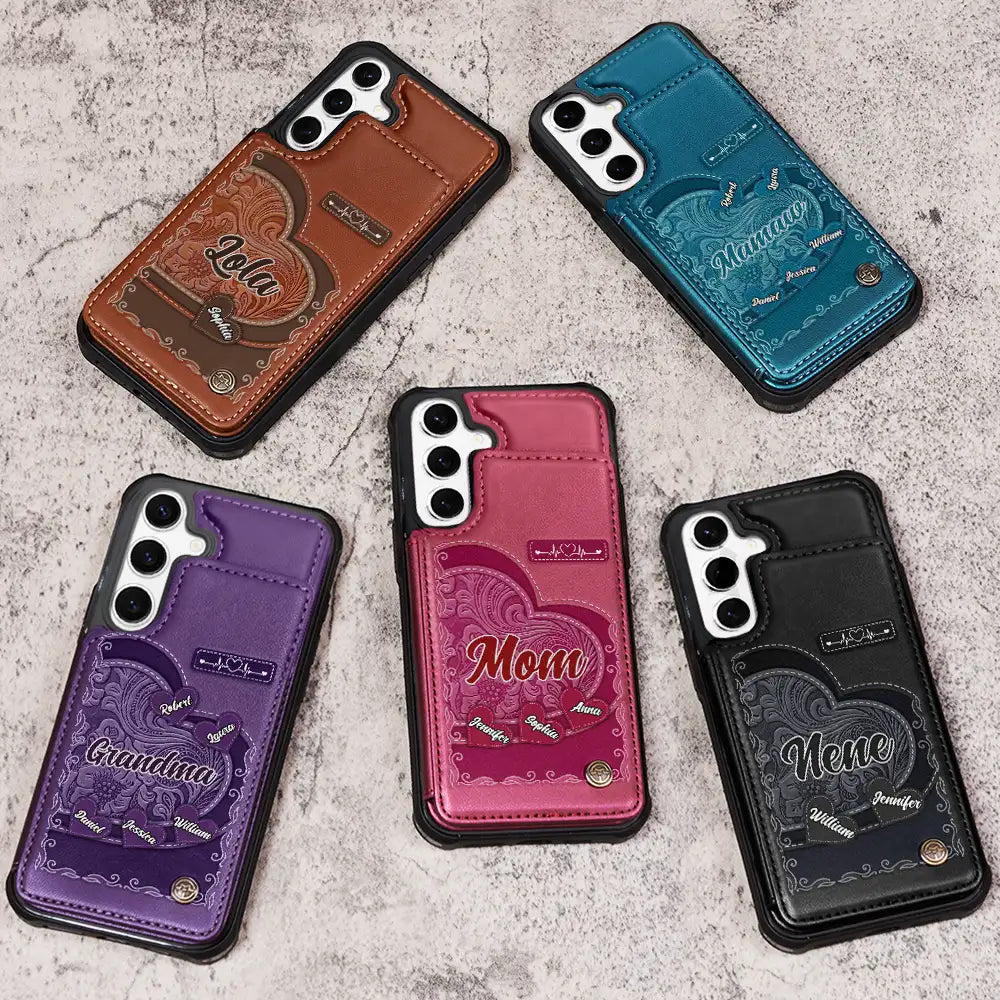Gift For Women,Gift For Mother,Gift For Grandma,Single Mom,Love - Grandma's Mom's Little Sweethearts - Personalized Leather Flip Wallet Phone Case