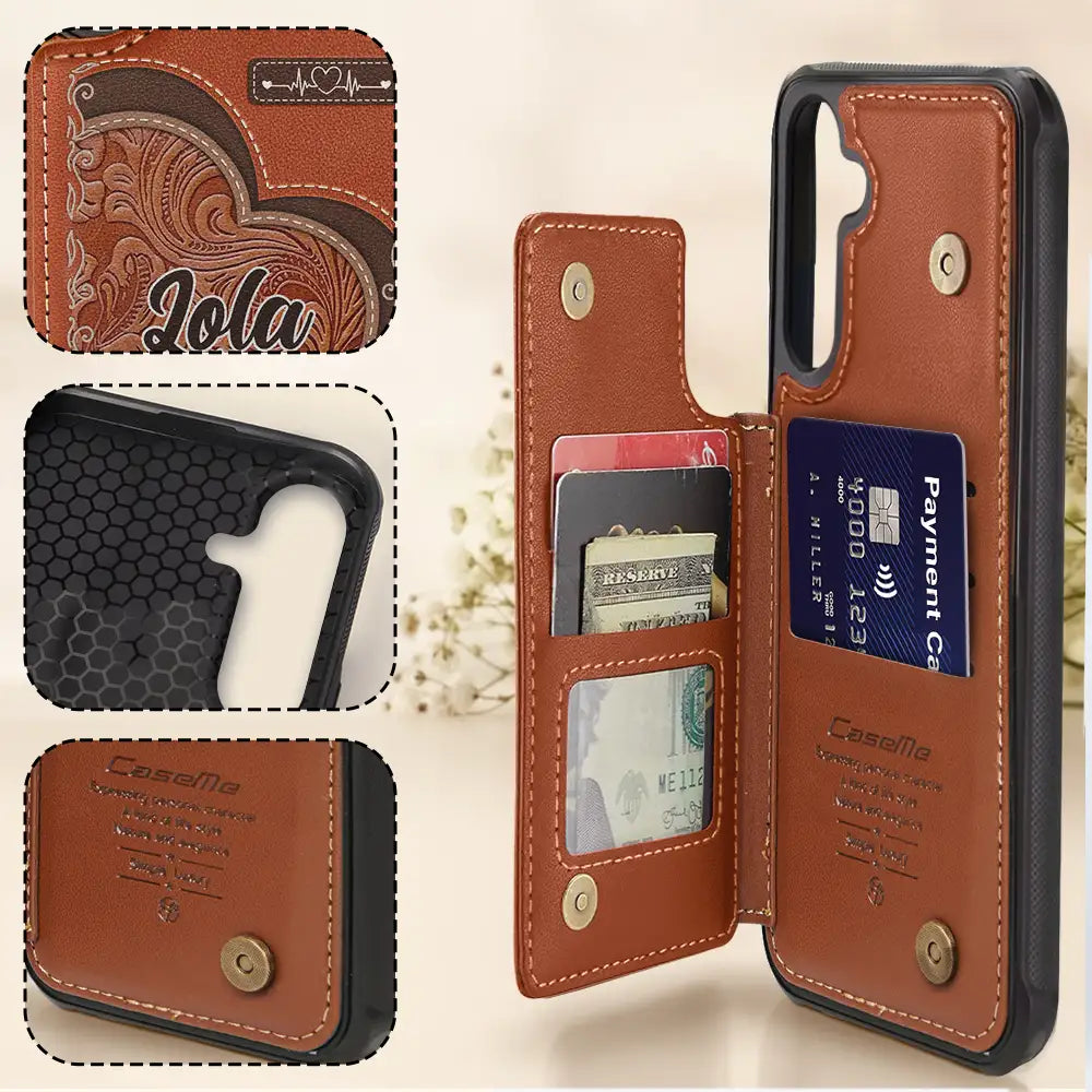 Gift For Women,Gift For Mother,Gift For Grandma,Single Mom,Love - Grandma's Mom's Little Sweethearts - Personalized Leather Flip Wallet Phone Case