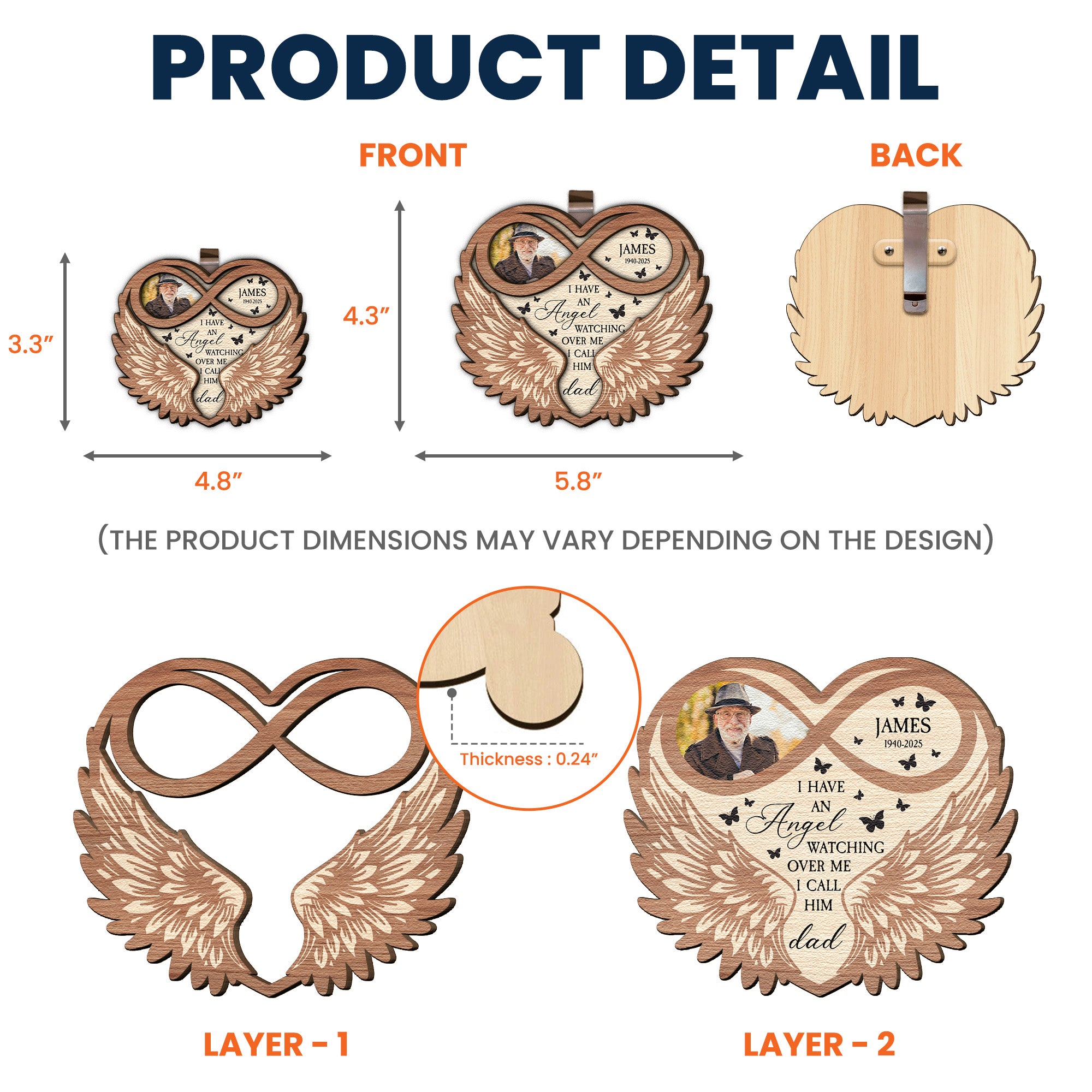 I Have An Angel Watching Over Me - Personalized Wooden Photo Car Visor Clip