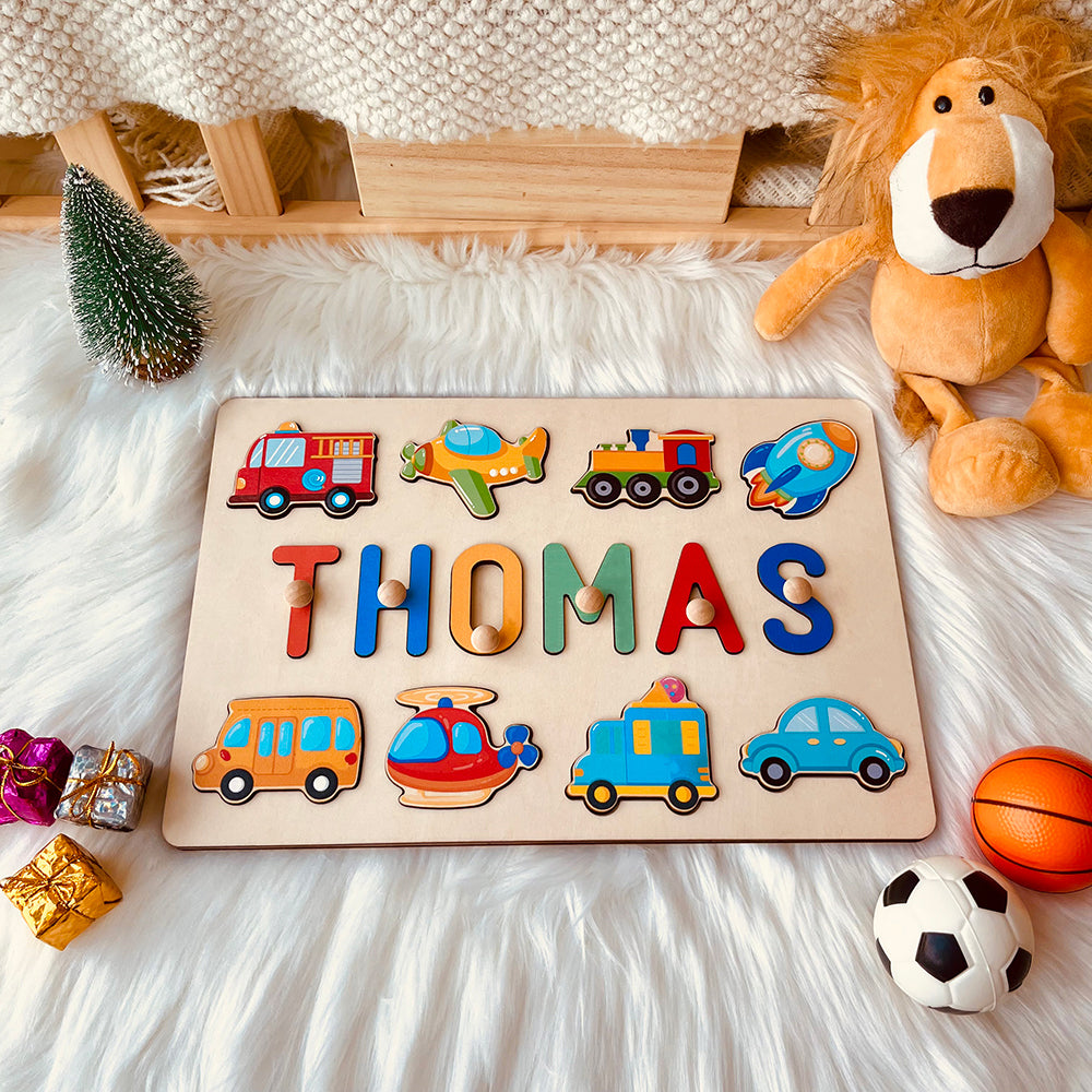 Unique Wooden Baby Name Puzzle - THOMAS Rainbow