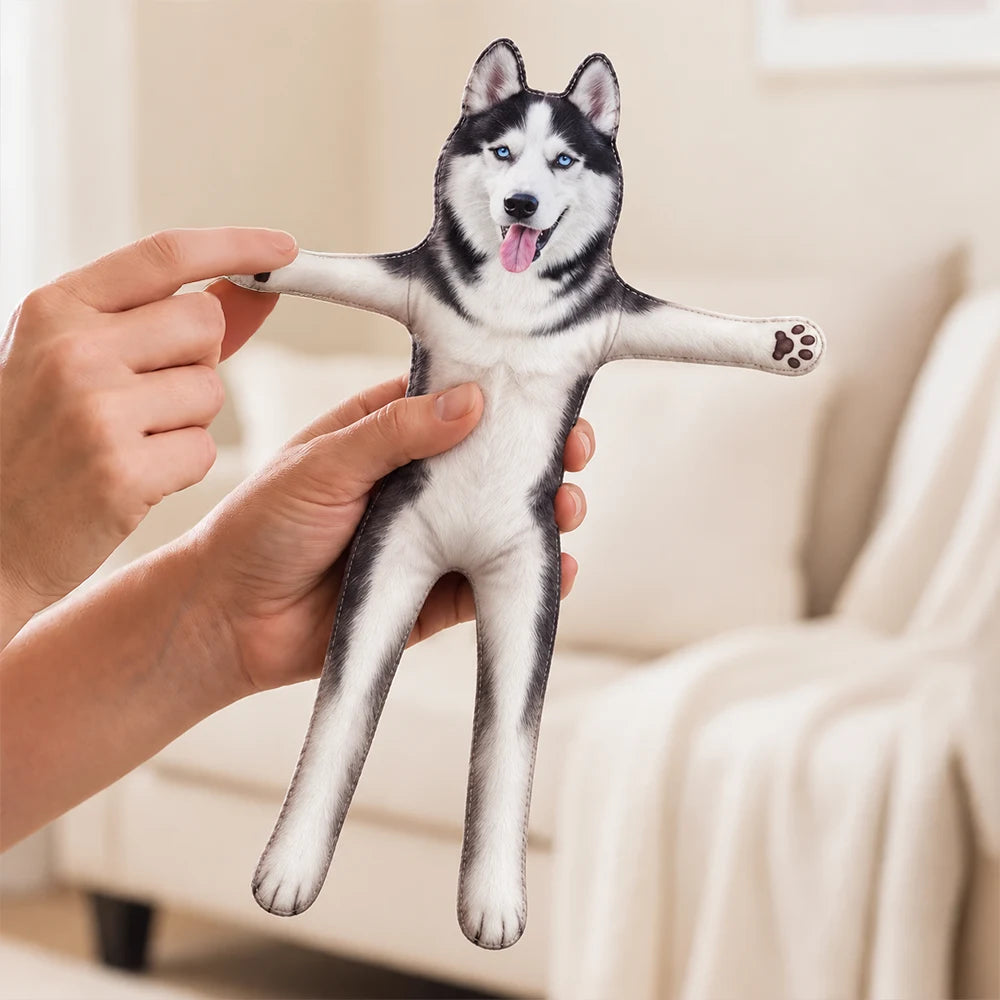 Art Design, Christmas, Custom Photo, Humorous, Pet Lovers, Photo - Poseable Body Doll - Funny Gift For Dog Mom, Dad, Cat Lover - Personalized Custom Photo Pet Squishy Toy Poseable Plush Doll