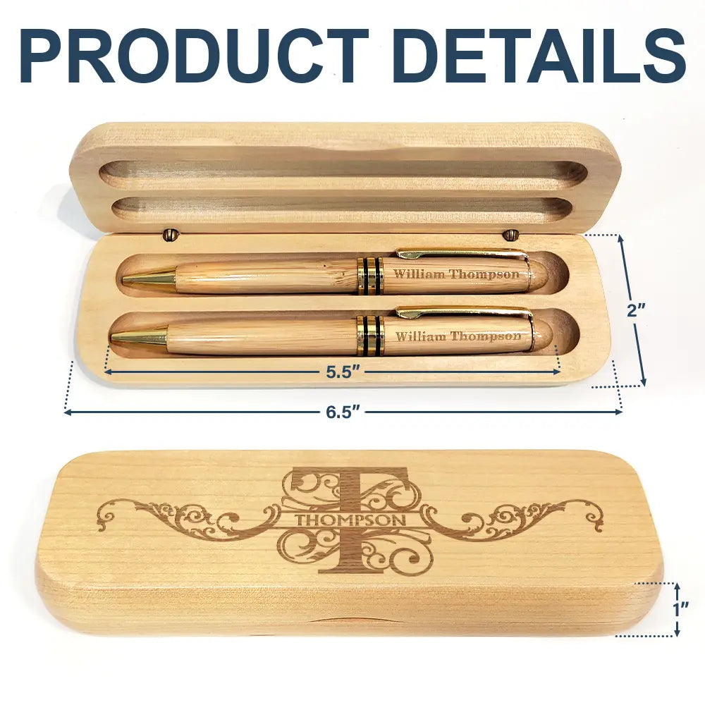 Gift For Yourself - Name Monogram - Personalized Wooden Pen Set