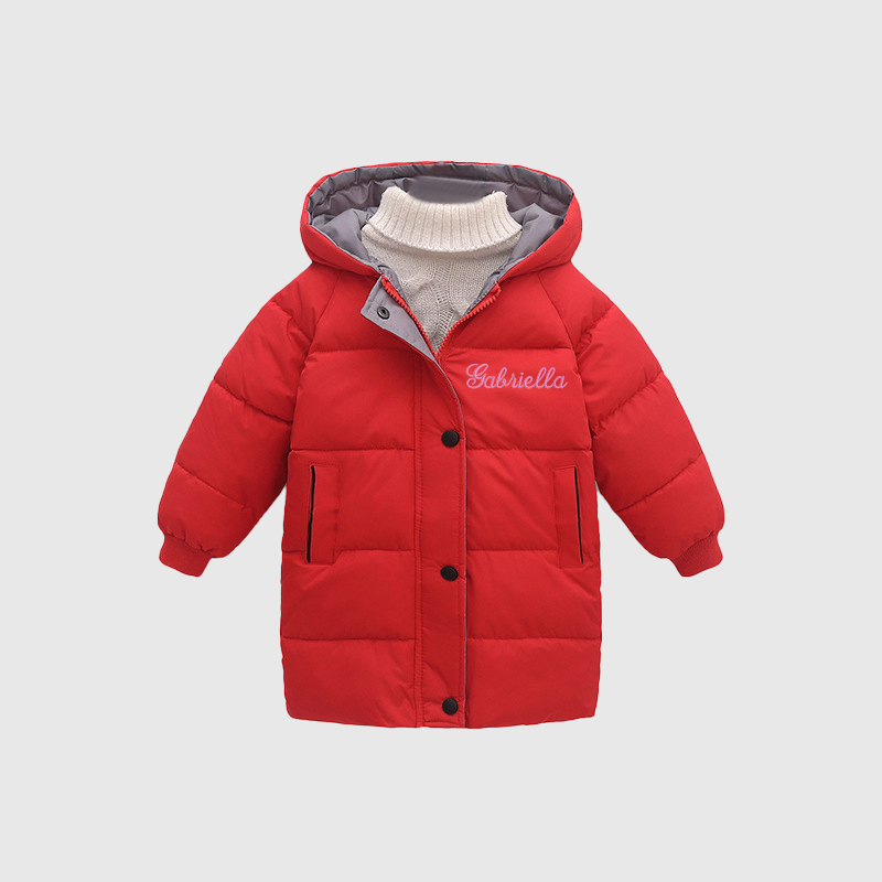 Personalized Kids Winter Thicken Warm Embroidered Long Jackets| Cloth199