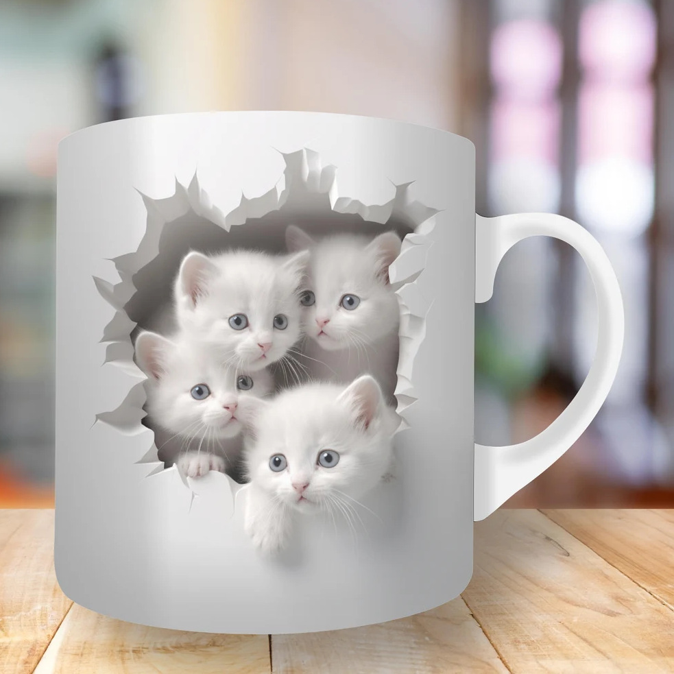 Charming 3D Cat Art Coffee Mug 