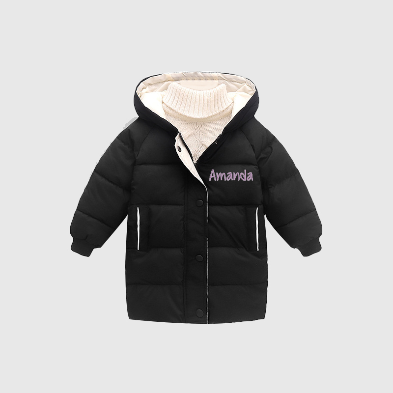 Personalized Kids Winter Thicken Warm Embroidered Long Jackets| Cloth199