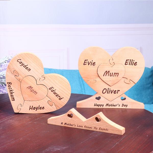 Personalized Family Wooden Keepsake Love Heart Puzzle Name Logo