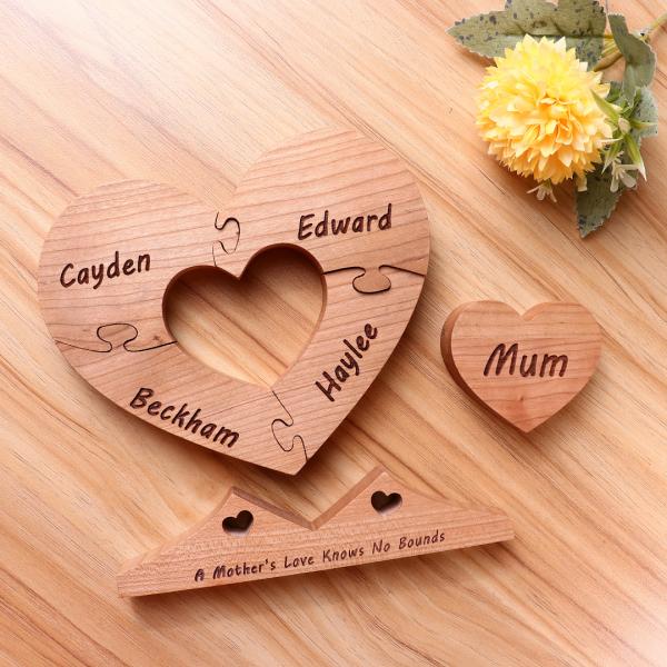 Personalized Family Wooden Keepsake Love Heart Puzzle Name Logo