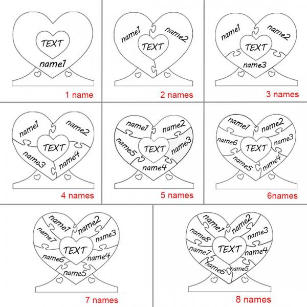 Personalized Family Wooden Keepsake Love Heart Puzzle Name Logo